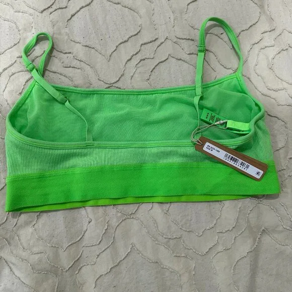 SKIMS Cotton Rib Scoop Bralette Neon Green Size M - Picture 2 of 2
